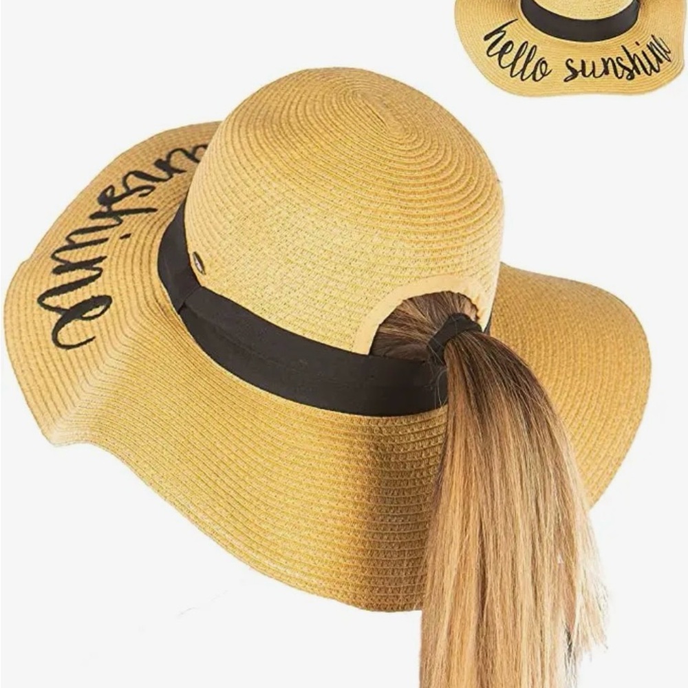Hello Sunshine-messy bun sun hat
